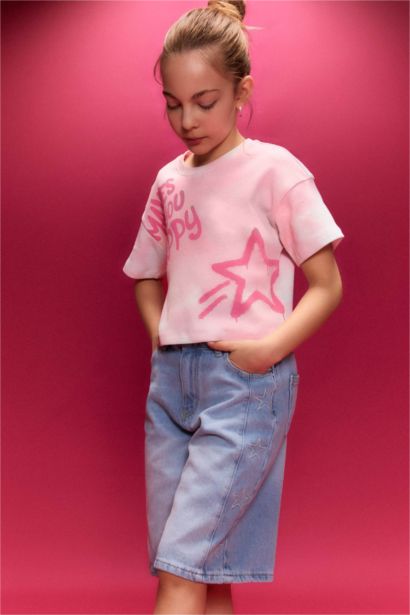 تيشيرت كروب بناتي نص ردن مضلع بياخة مستديرة