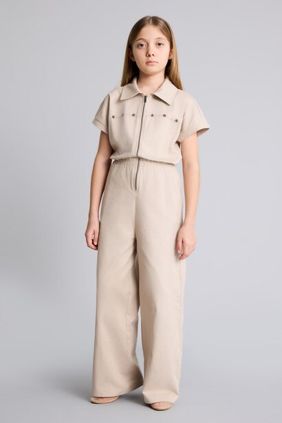 %100 Pamuk Gabardin Tulum Kız Çocuk