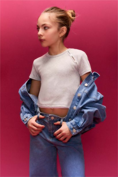 تيشيرت بناتي ردن طويل مضلع قصة عادية