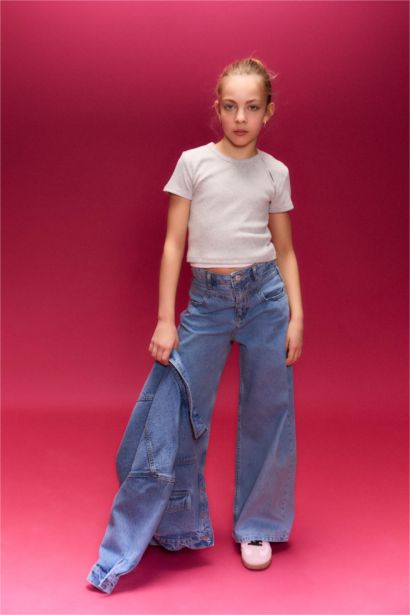 تيشيرت بناتي ردن طويل مضلع قصة عادية