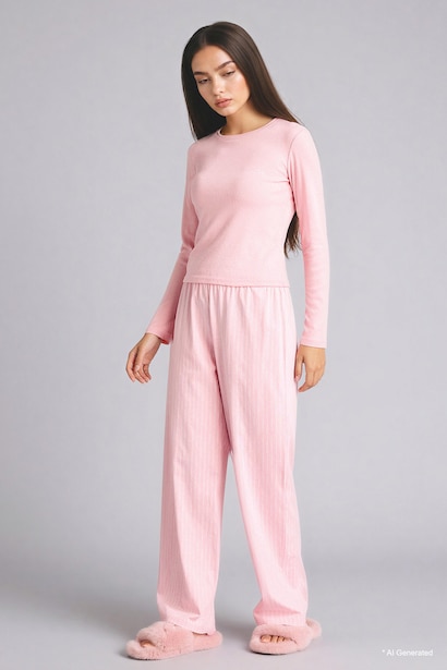 %100 Pamuk Regular Fıt Uzun Kollu Pijama Takımı