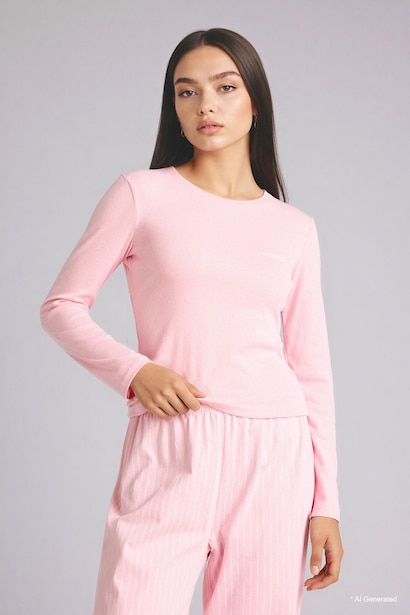 %100 Pamuk Regular Fıt Uzun Kollu Pijama Takımı