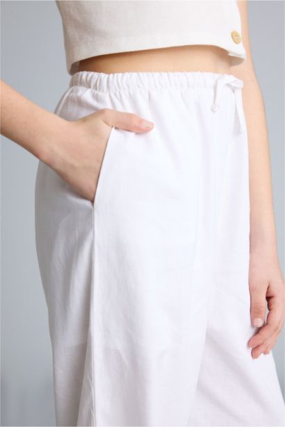 Wide-Leg Linen Blend Trousers for Girls