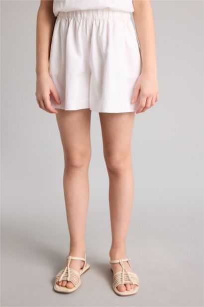 Шорты Regular Fit из смесового льна для девочек