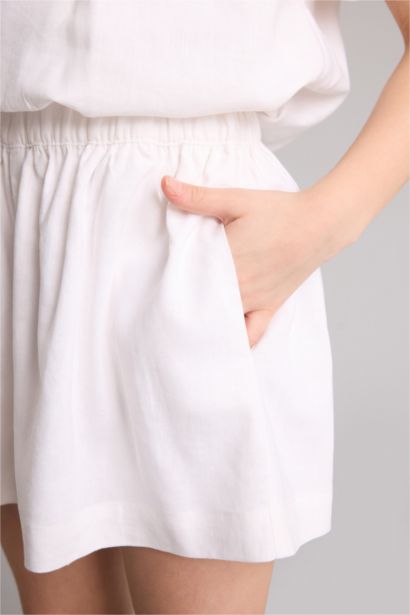 Шорты Regular Fit из смесового льна для девочек