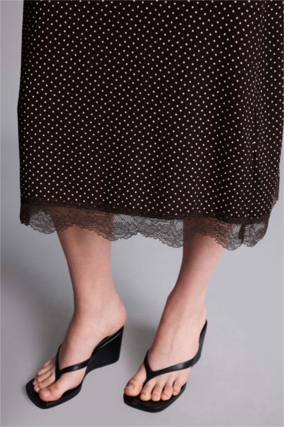 Pencil Skirt Polka Dot Normal Waist Midi Knitted Skirt