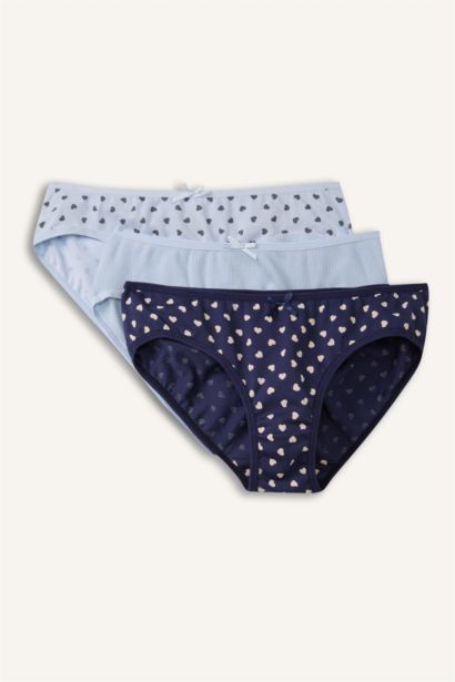Desenli Ribana 3'lü Slip Külot Kız Çocuk