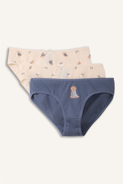 Baskılı Penye 3'lü Slip Külot Kız Çocuk