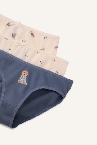 Baskılı Penye 3'lü Slip Külot Kız Çocuk