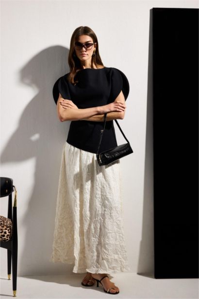 A Kesim Saten Midi Etek