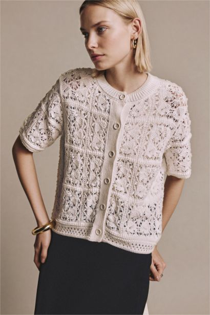 سترة تريكو قصة عادية برقبة مستديرة