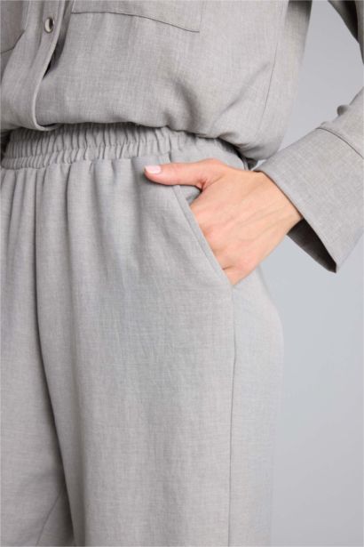 Wıde Leg Çift Cepli Yüksek Bel Pantolon