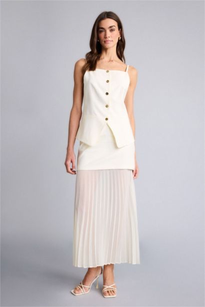 Askılı Akışkan Kumaş Yelek