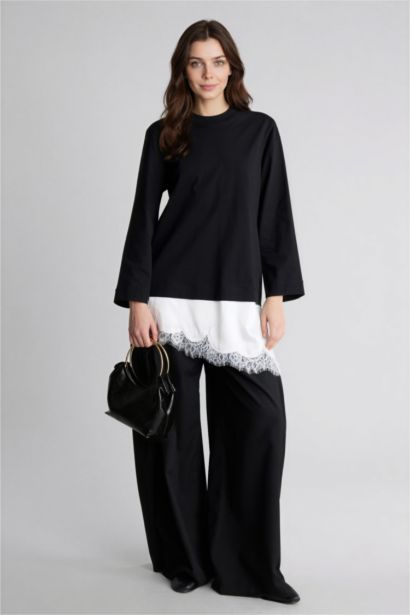 Regular Fıt Dantel Detaylı Tunik