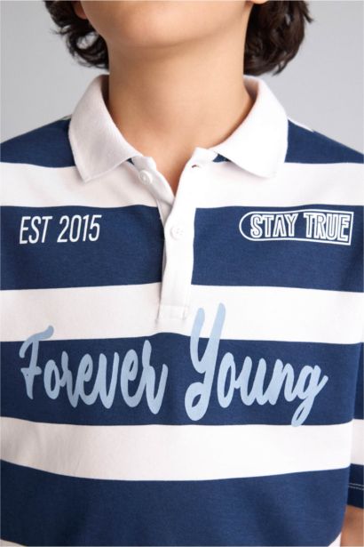 Çizgili Oversıze Polo Tişört Erkek Çocuk