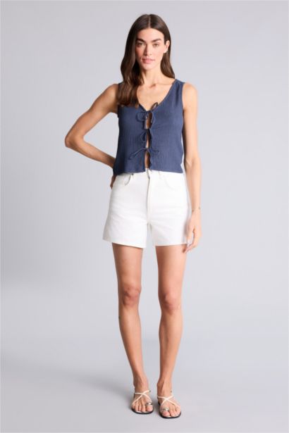 Майка стандартного кроя с V-образным вырезом креп для женщин