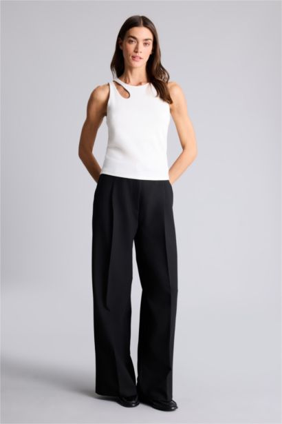 Débardeur côtelé à col rond Coupe slim