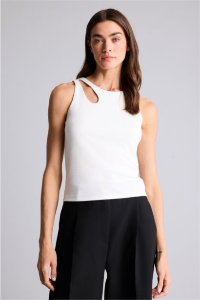 Débardeur côtelé à col rond Coupe slim