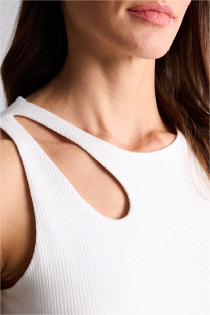 Débardeur côtelé à col rond Coupe slim