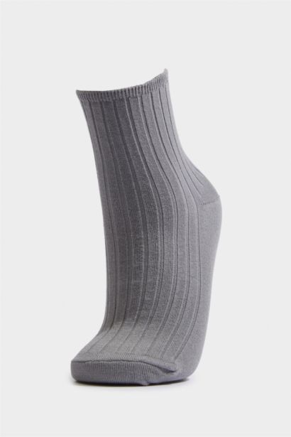 Kadın Rahat Lastikli 5'li Pamuklu Soket Çorap