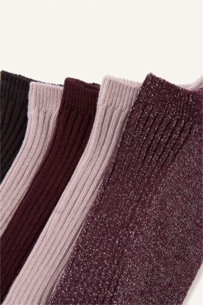 Kadın Rahat Lastikli 5'li Pamuklu Patik Çorap