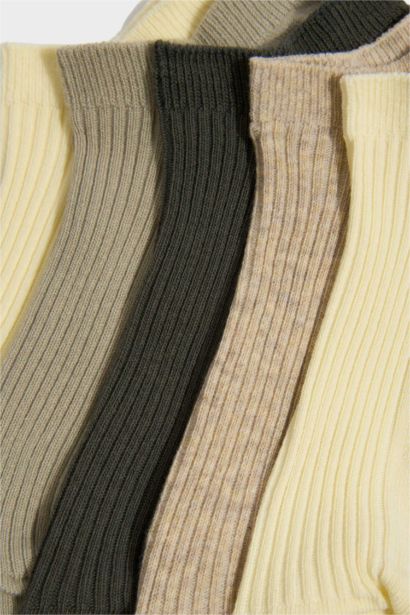 Kadın Rahat Lastikli 5'li Pamuklu Patik Çorap