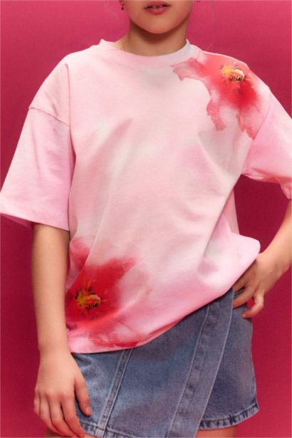 Girl Floral Oversize T-Shirt