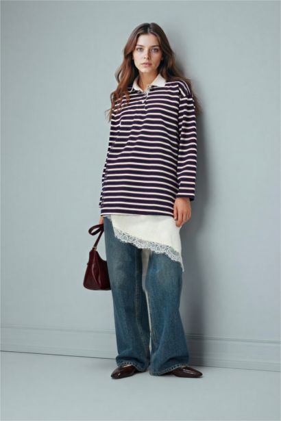 Regular Fit Satin V-Neck Short Sleeve Tunic