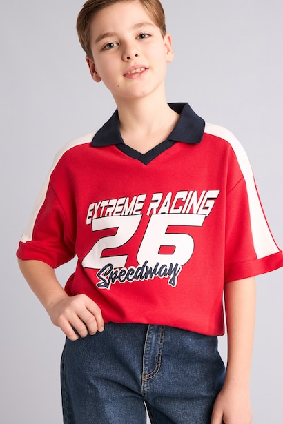 Boy Oversize Fit Short Sleeve Polo T-Shirt