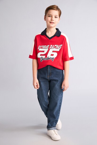 Boy Oversize Fit Short Sleeve Polo T-Shirt