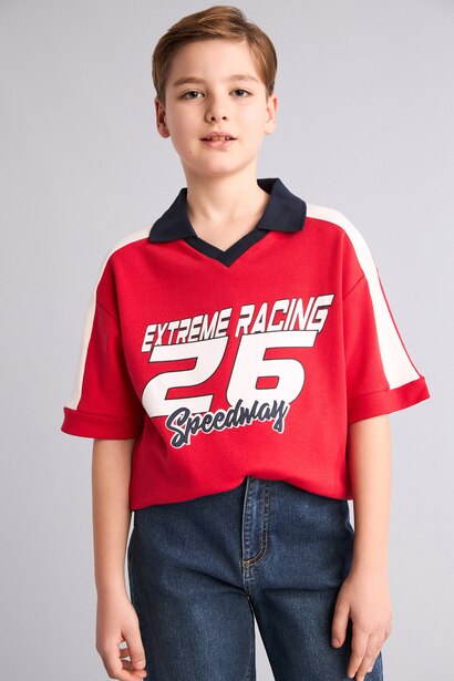 Boy Oversize Fit Short Sleeve Polo T-Shirt