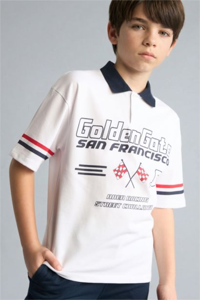 تيشيرت بولو نص ردن بيكة اوفر سايز بياقة بولو