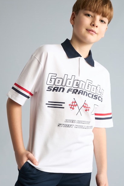 Boy Oversize Fit Short Sleeve Pique Polo T-Shirt