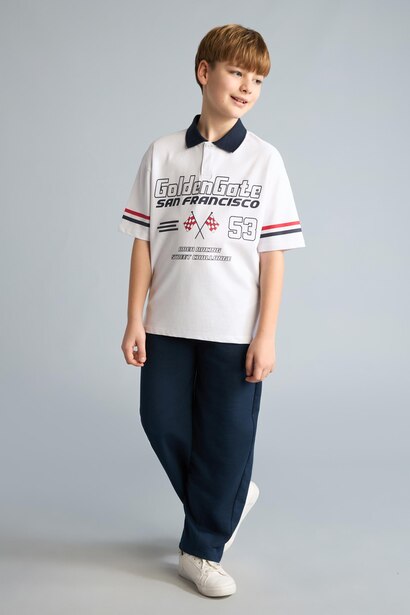 Boy Oversize Fit Short Sleeve Pique Polo T-Shirt