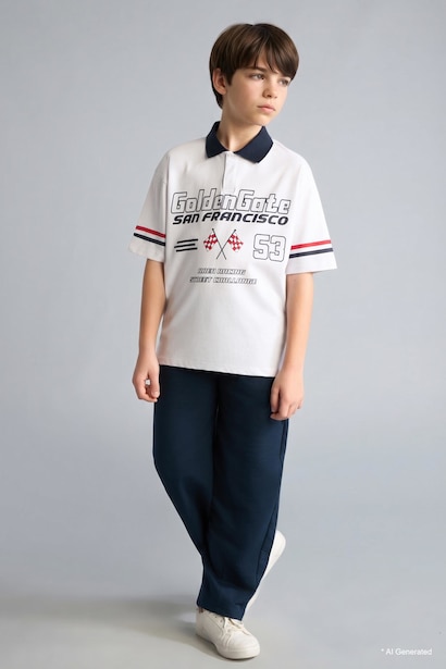 Boy Oversize Fit Short Sleeve Pique Polo T-Shirt