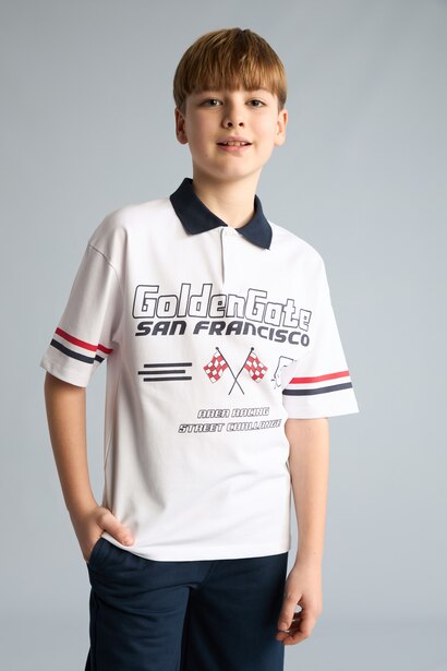 Boy Oversize Fit Short Sleeve Pique Polo T-Shirt