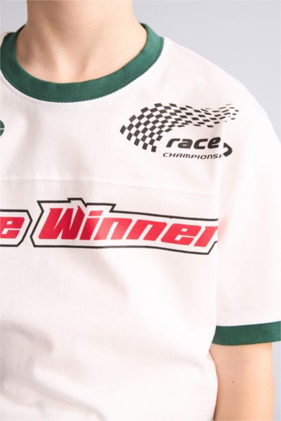 Oversıze Bisiklet Yaka Kısa Kollu Tişört Erkek Çocuk