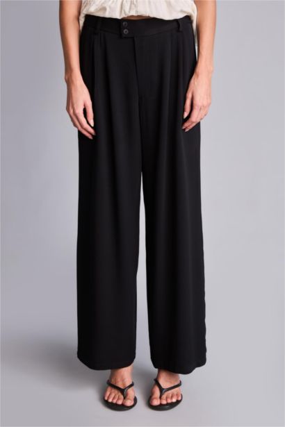 Culotte High Waist Wide Leg Viscose Trousers
