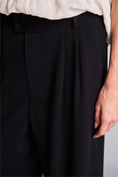 Culotte High Waist Wide Leg Viscose Trousers