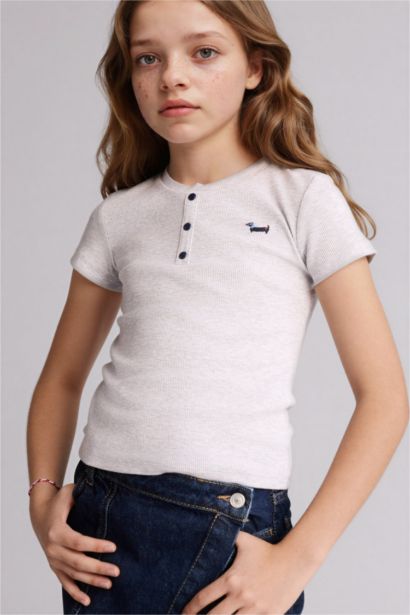 Desenli Fitilli Kaşkorse Tişört Kız Çocuk