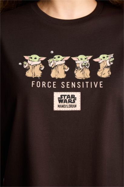 Star Wars-Mandalorıan Oversıze Bisiklet Yaka Baskılı Kısa Kollu Tişört