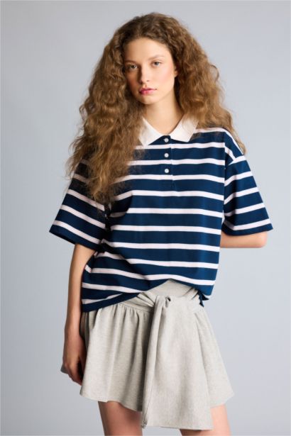 Boxy Fıt Polo Yaka Kısa Kollu Tişört