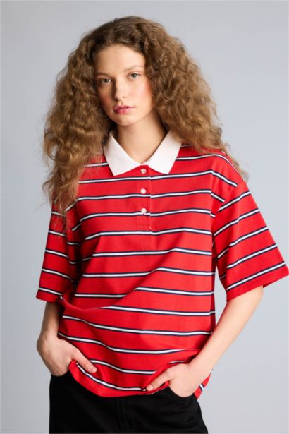 Boxy Fıt Polo Yaka Kısa Kollu Tişört