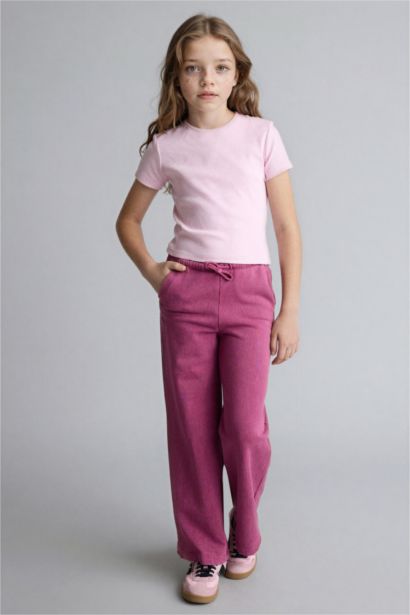 بنطلون قماش رقيق وايد ليج