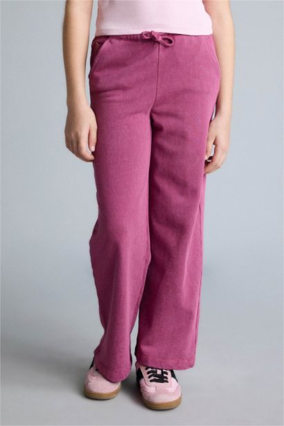 بنطلون قماش رقيق وايد ليج