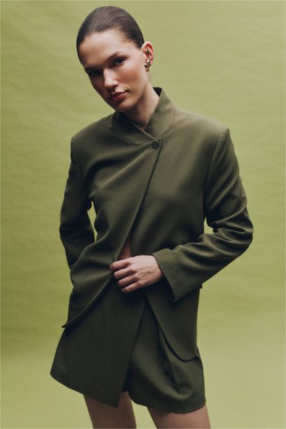 Oversize Fit Grandad Collar Blazer