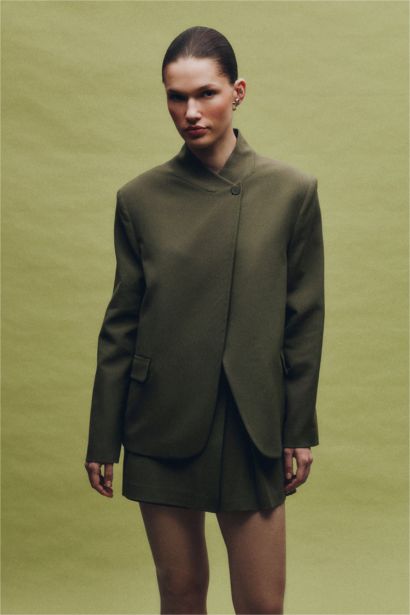 Mandarin Collar Oversize Blazer