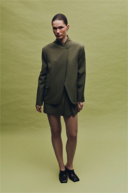 Oversize Fit Grandad Collar Blazer