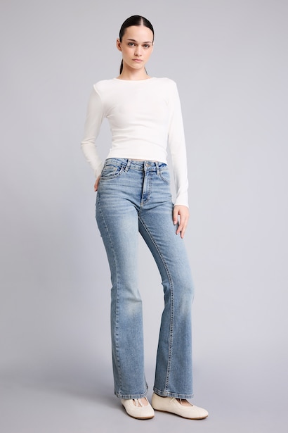 Mıa Flare Fit Yüksek Bel Jean Pantolon