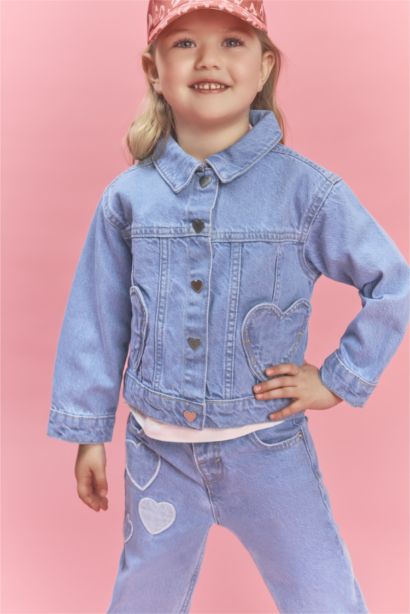 Baby Girl Heart Pocket Denim Jacket